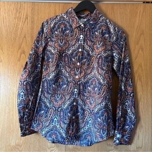 RARE: J. Crew Blue and Orange Paisley Button-Down Shirt